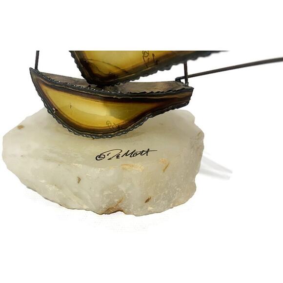 De Mott Sailboat Single Sale On Onyx Base 15 Inches High New With Tag - Picture 6 of 8